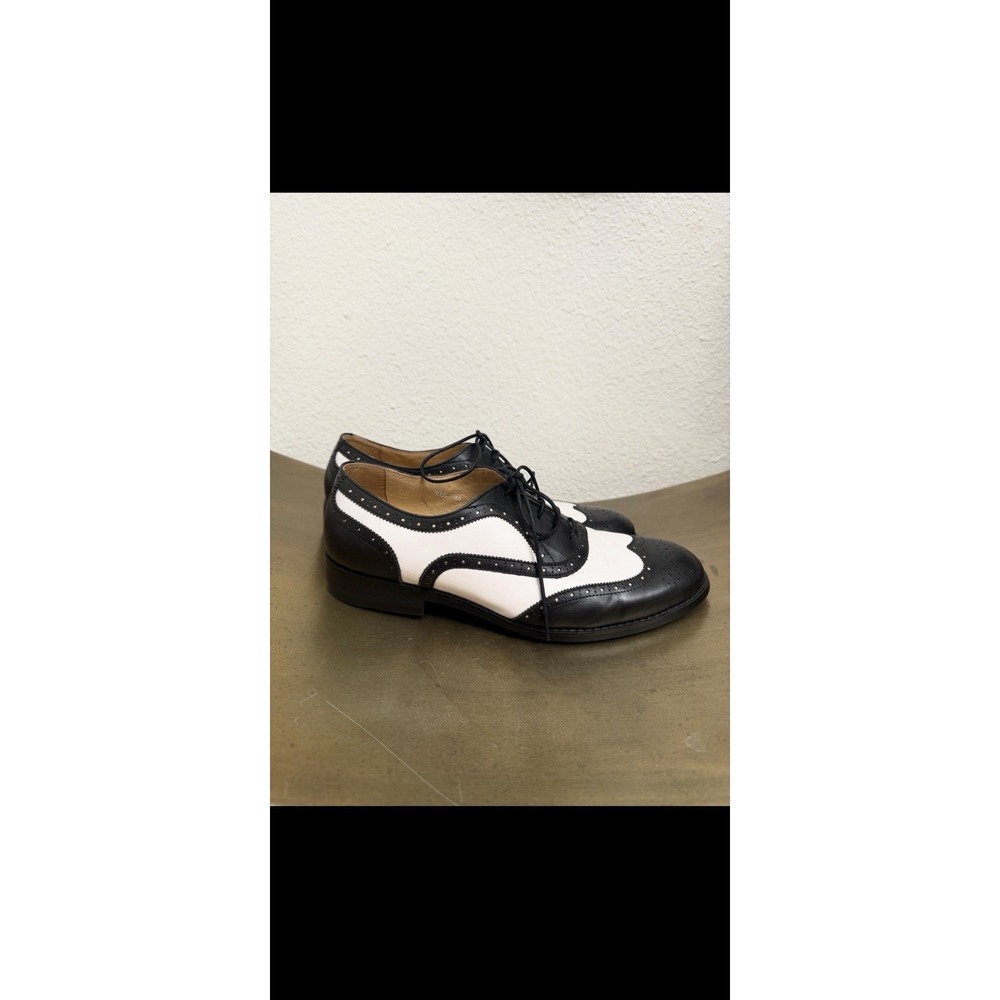 Royal Wind Mens Black White Spectator Shoes Leather Wingtip Oxfords 5005 US 11